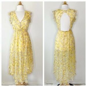 Rahi Uneven Hem Floral Open Back Dress